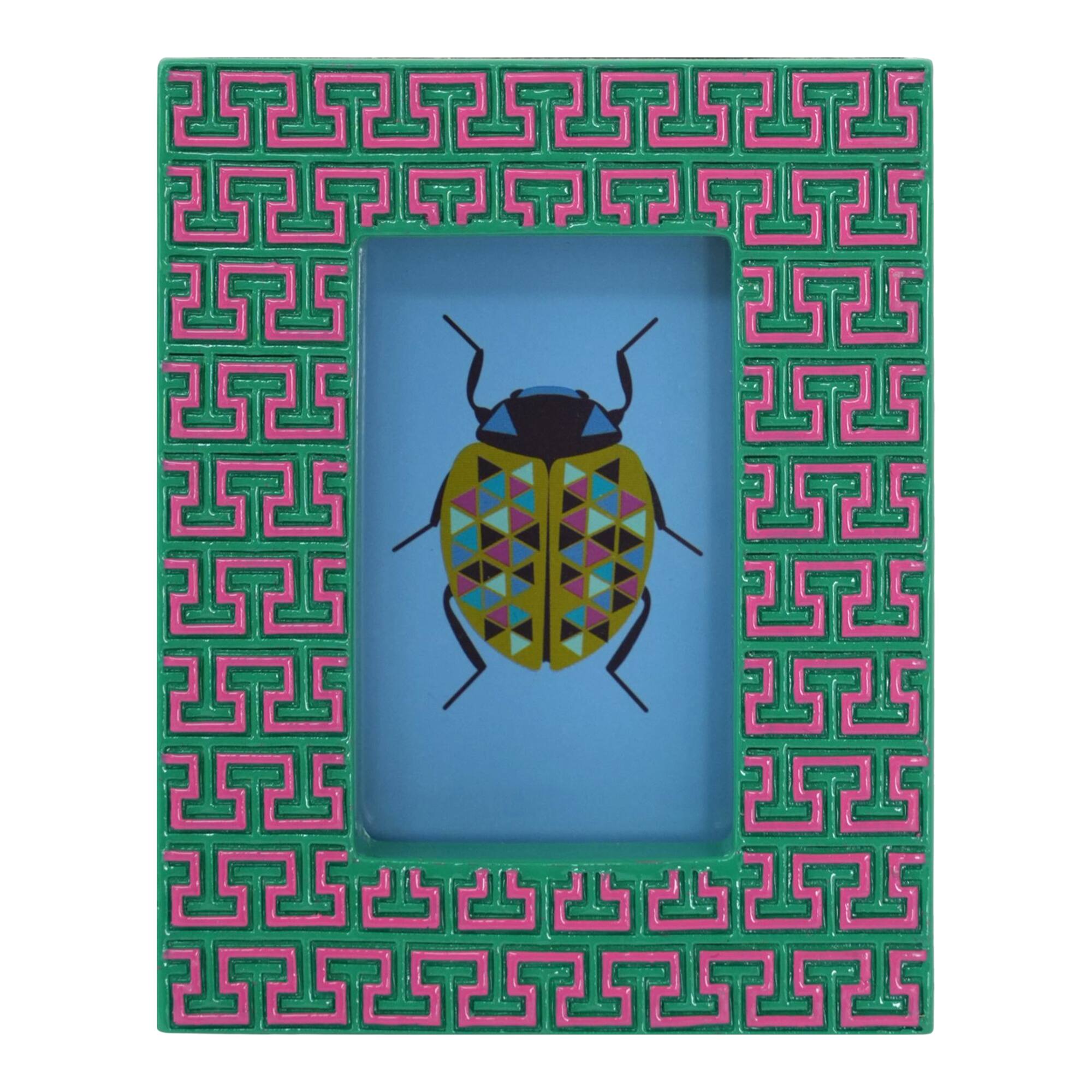 Jonathan Adler x Michaels 2" x 3" Pink & Teal Greek Key Tabletop Frame